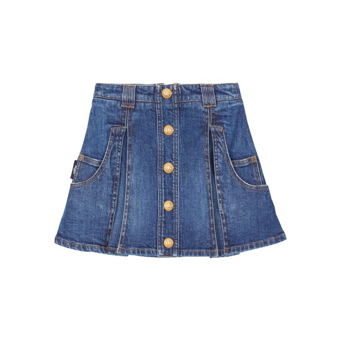 LV Women Leather Accent Denim Mini Skirt